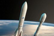 Ariane 6 and Vega-C over Earth (artist impression)