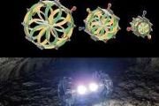 Origami style lunar rover wheel expands to climb steep caves