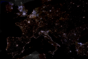 Europe at night from space