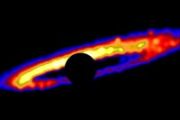 Baby star blast warps its own disk in rare cosmic feedback loop